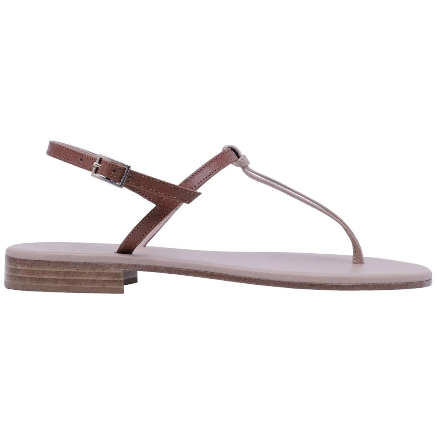 Paolo Ferrara CR1796C T15 Nappa Fondotinta sandalo infradito donna in pelle cuoio e nude 