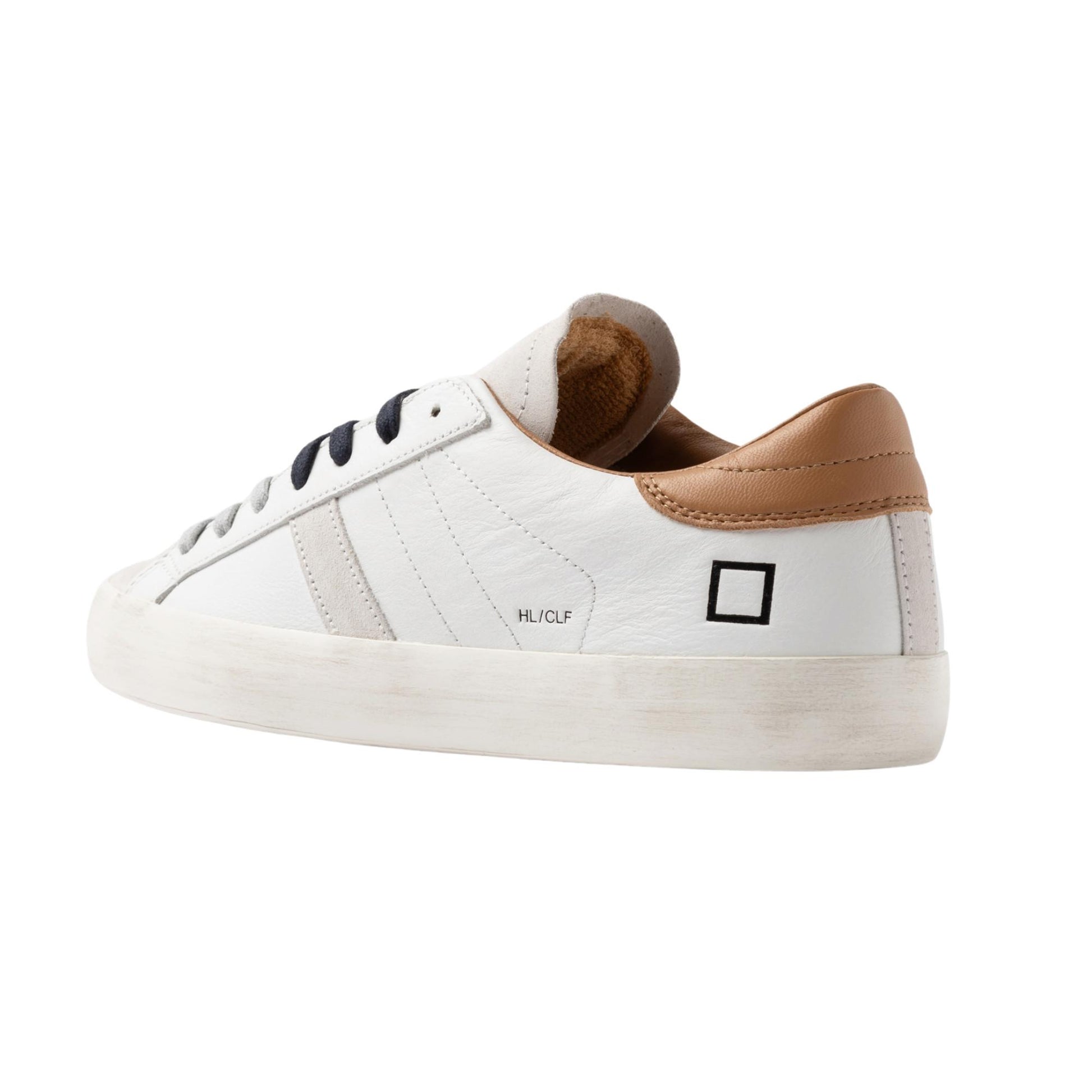 D.A.T.E. Hill Low Calf HL-CA-WI  sneaker uomo in pelle bianca e cuoio 