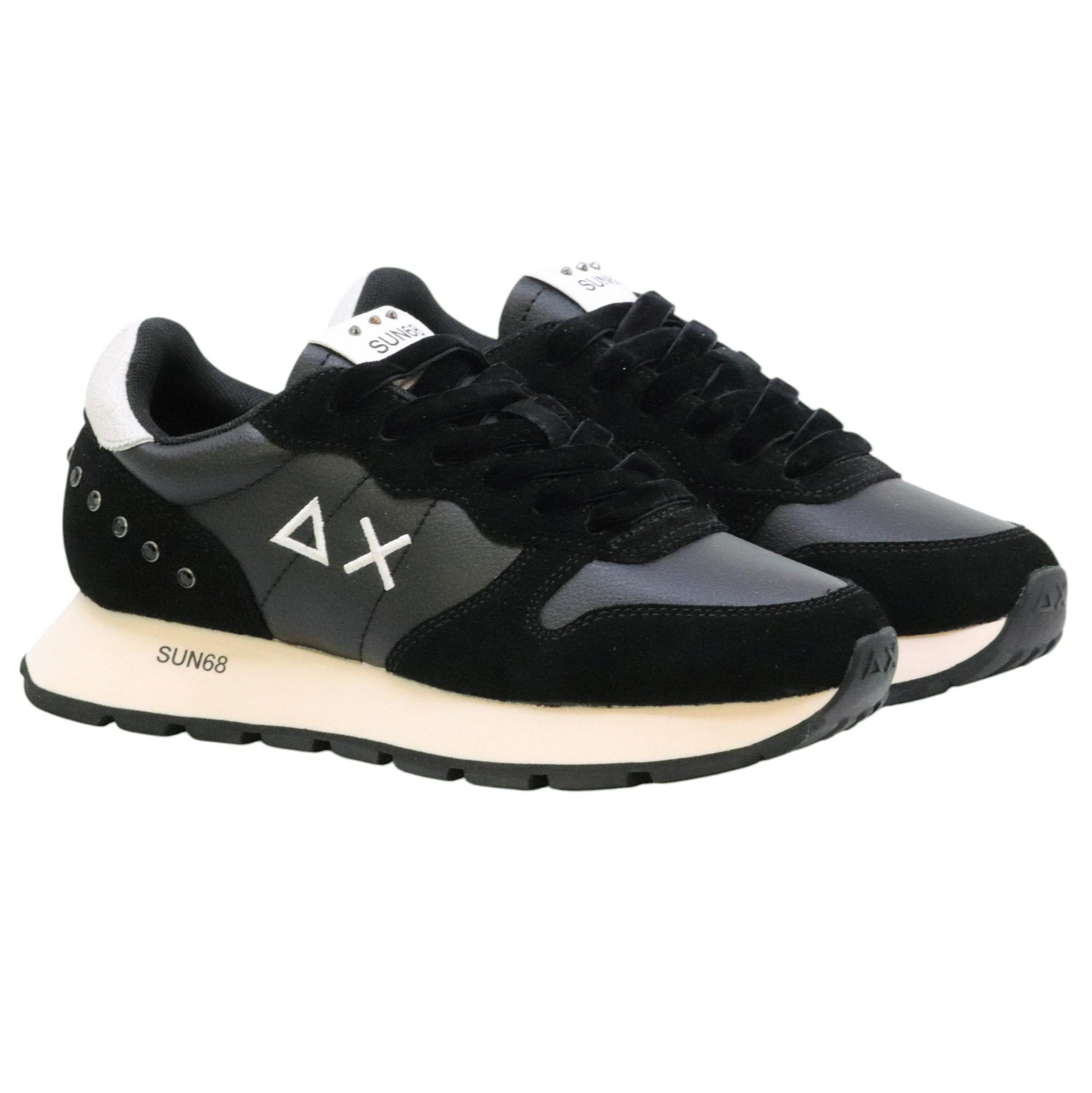 SUN68 Ally Studs Z45206 sneaker donna in similpelle e suede nero 