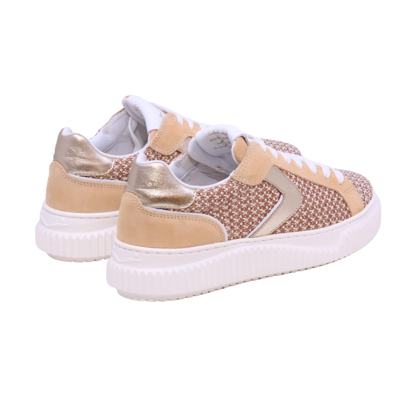 Voile Blanche LIPARI sneaker donna in rafia e suede beige vanilla 