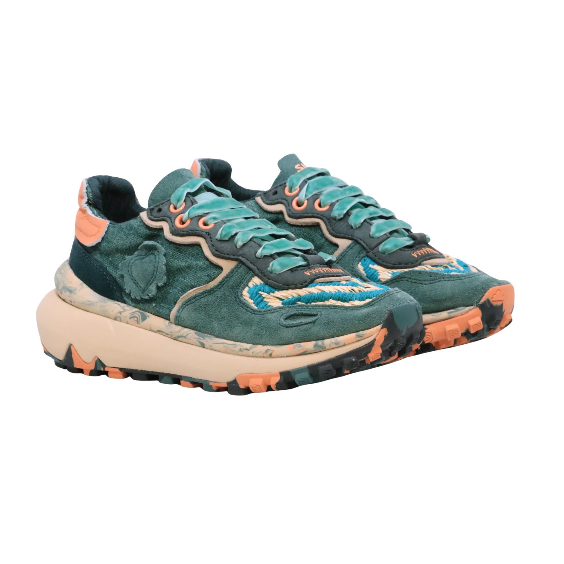 Satorisan Chacrona Metta Linen Didi sneaker donna in camoscio e tessuto verde 
