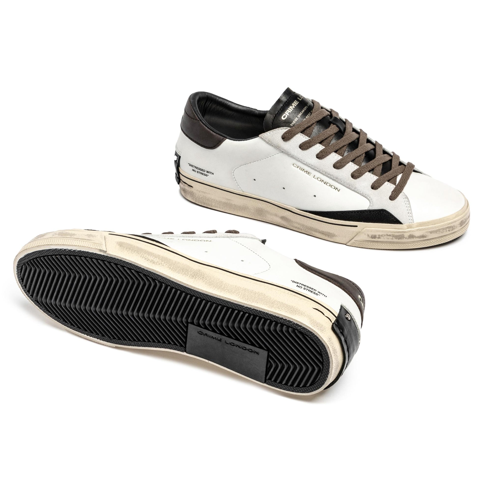 Crime London 11075 Distressed 2.0 sneaker uomo in pelle bianca 