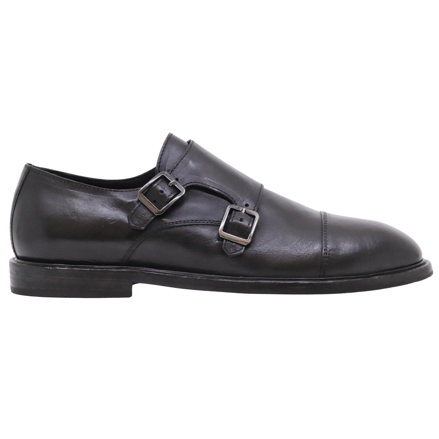 Ducanero 2980 scarpa doppia fibbia uomo in pelle nera 