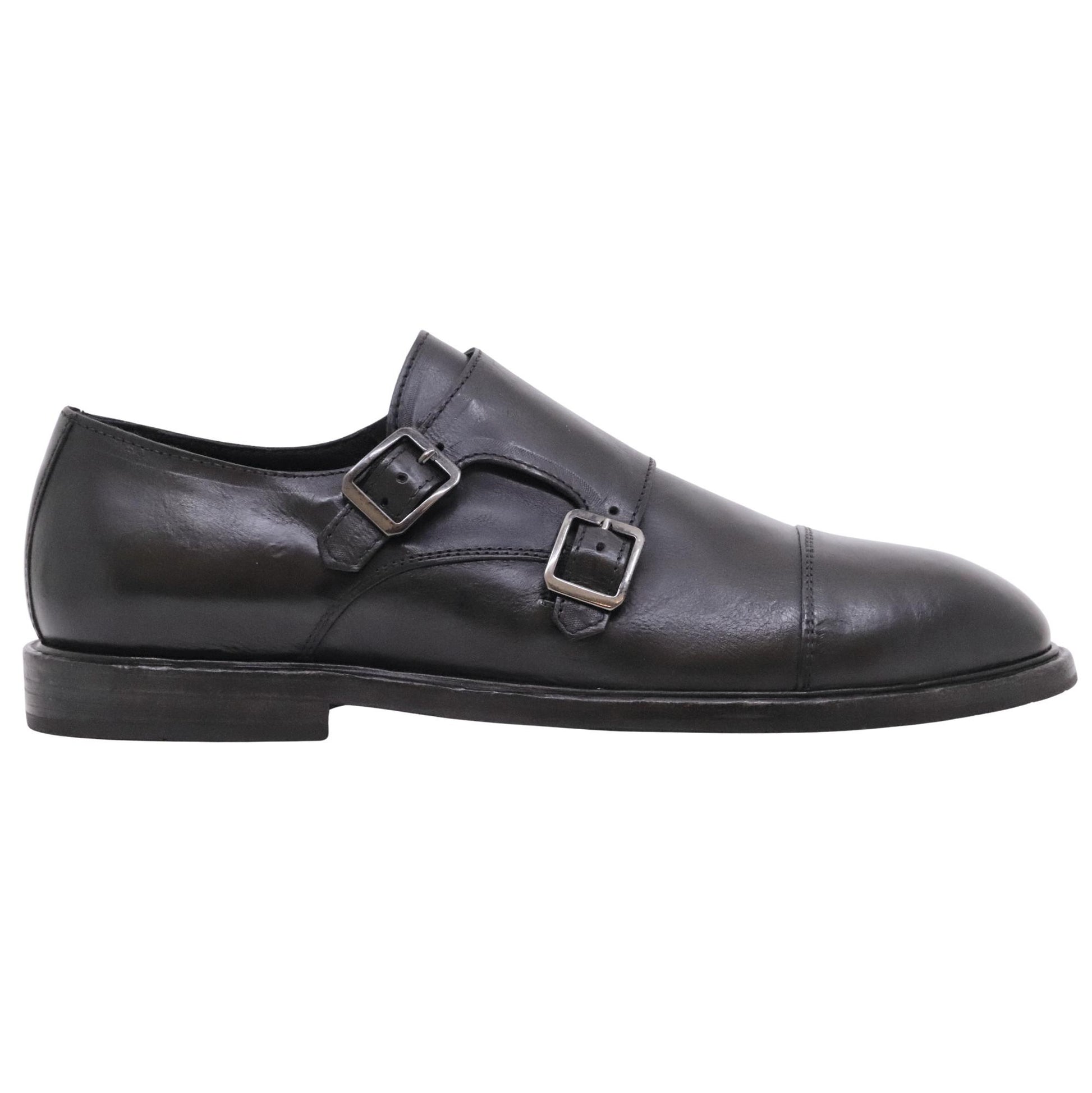 Ducanero 2980 scarpa doppia fibbia uomo in pelle nera 