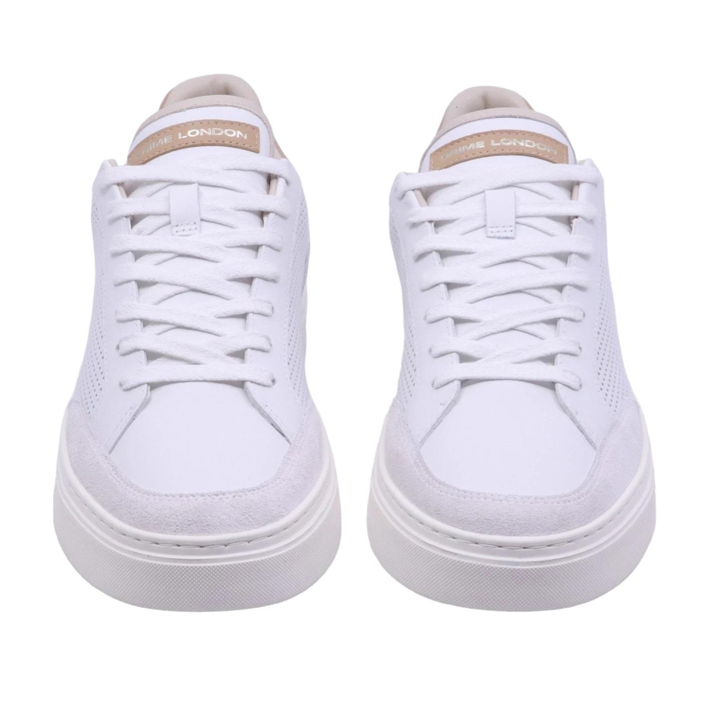 Sneaker uomo Crime London Eclipse 17671 pelle bianca con effetto forato 