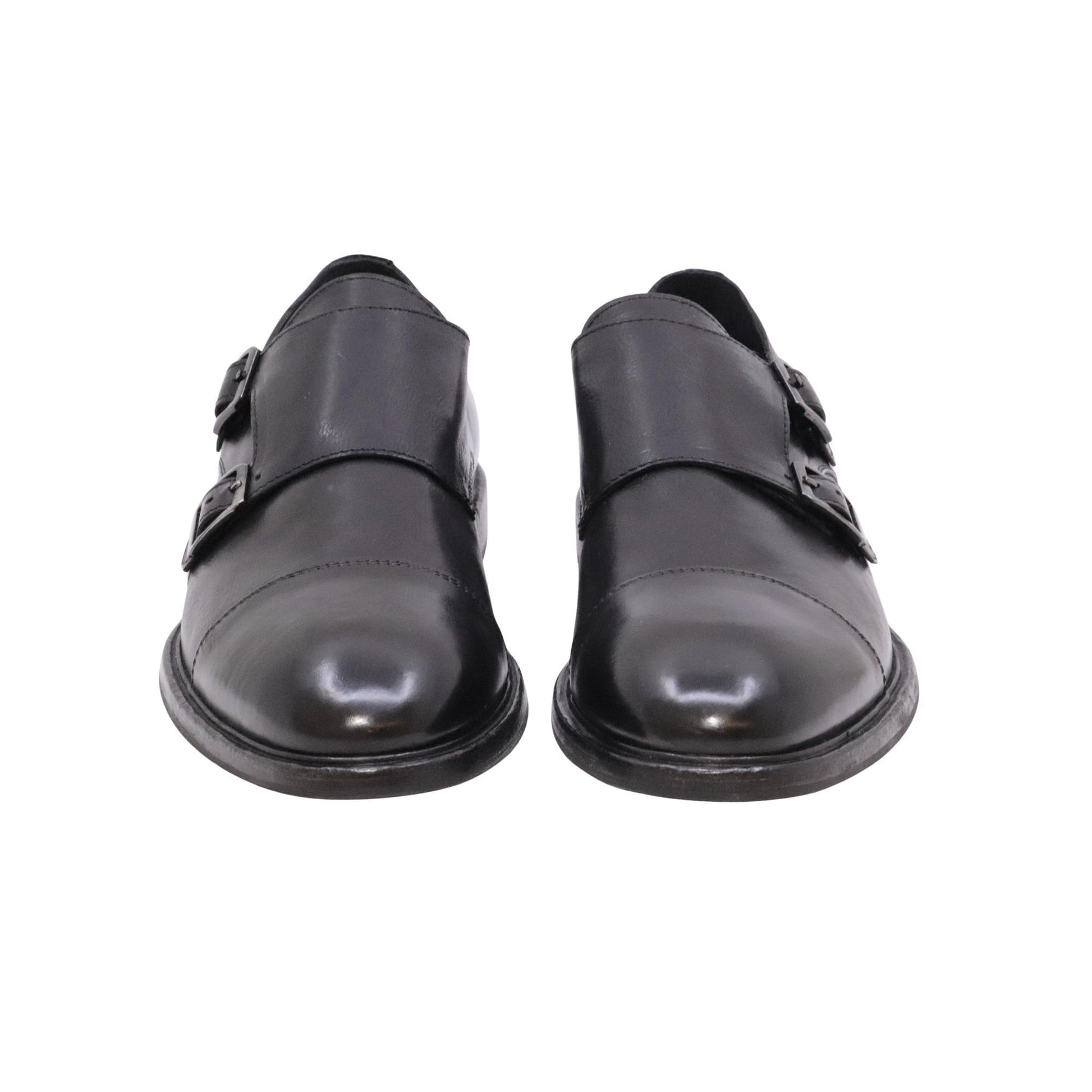 Ducanero 2980 scarpa doppia fibbia uomo in pelle nera 