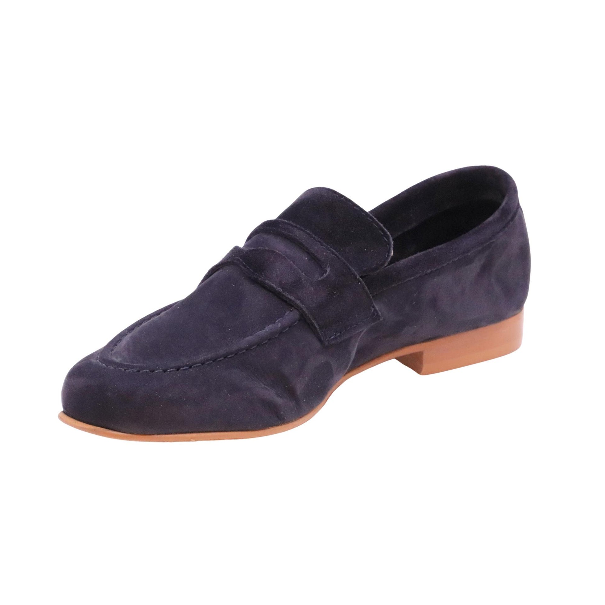 Jaffè 008 mocassino uomo in camoscio blu made in Italy elegante casual 