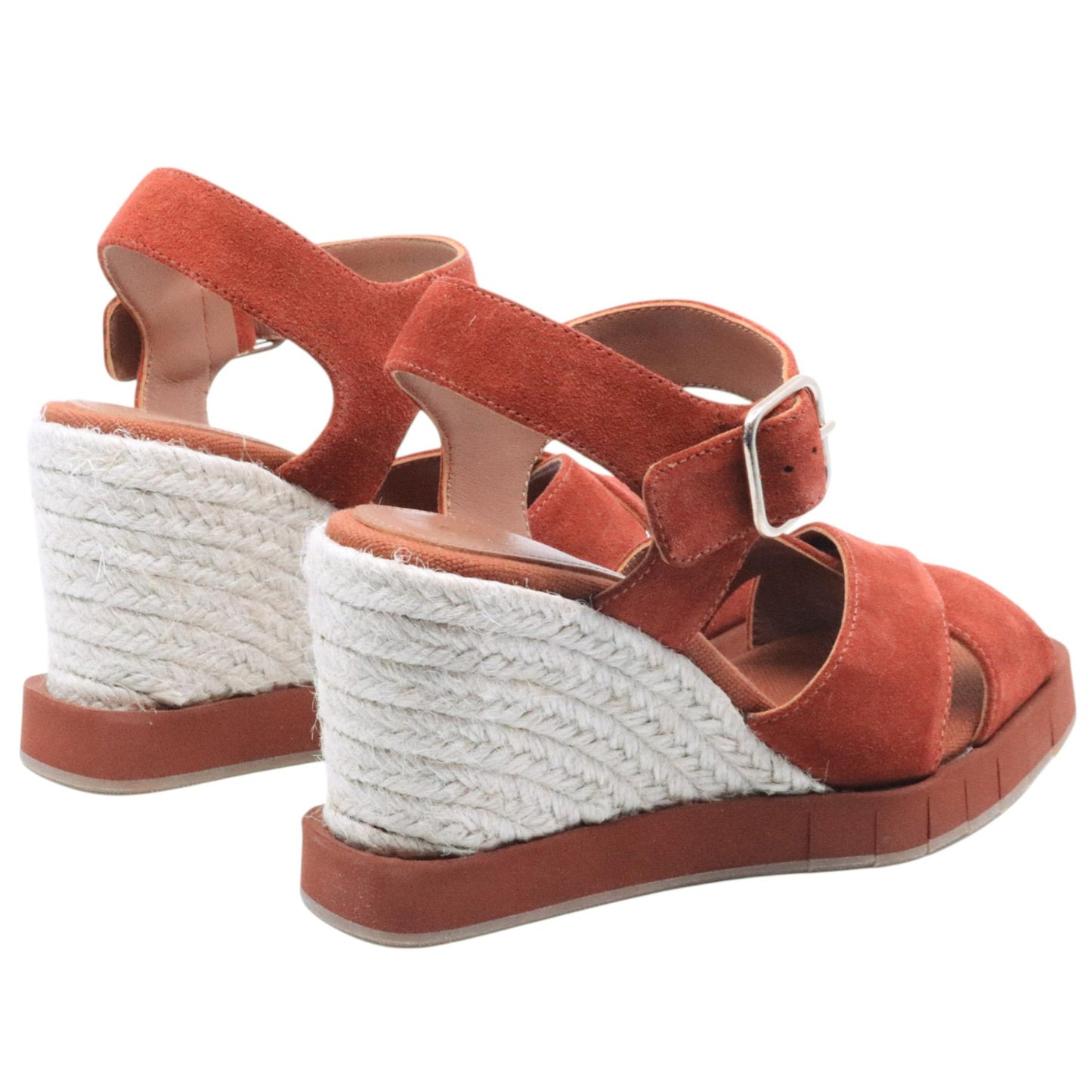 Sandalo zeppa Palomitas Laurel in camoscio rosso torracotta 