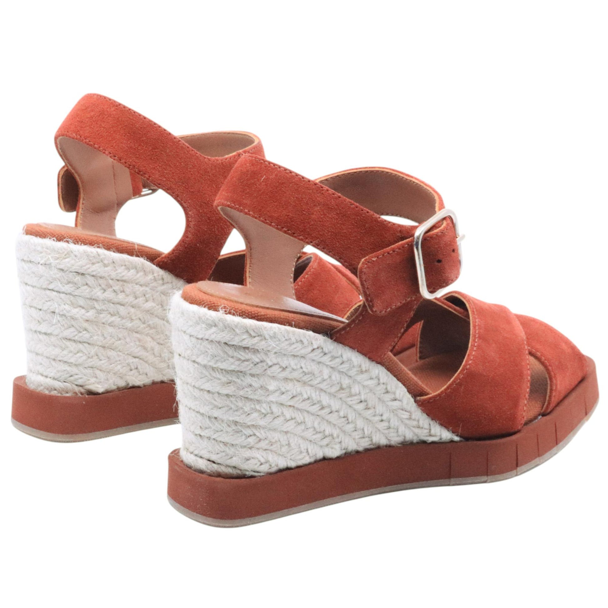 Sandalo zeppa Palomitas Laurel in camoscio rosso torracotta 