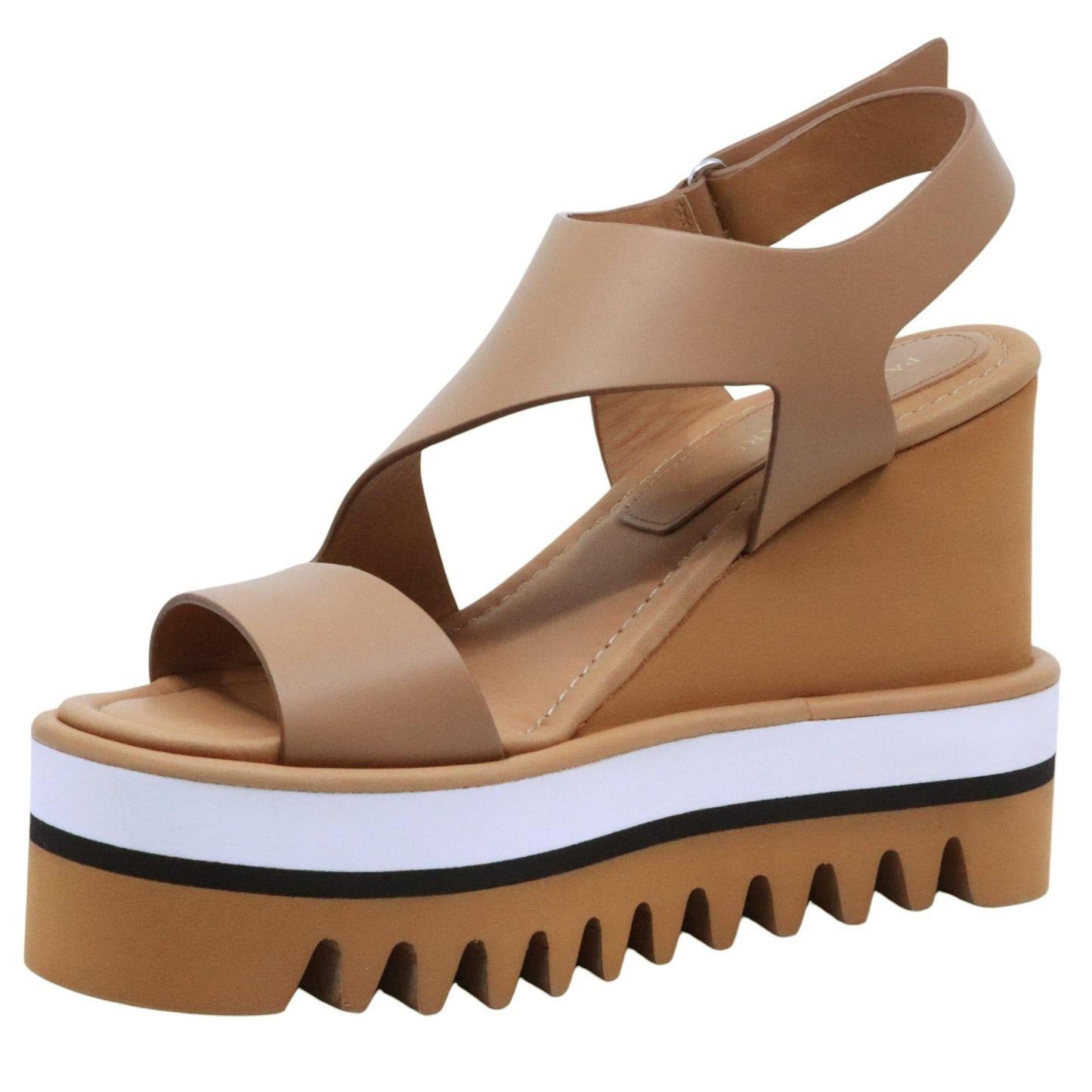 Sandalo con zeppa Paloma Barceló 26 Zarine in pelle camel 