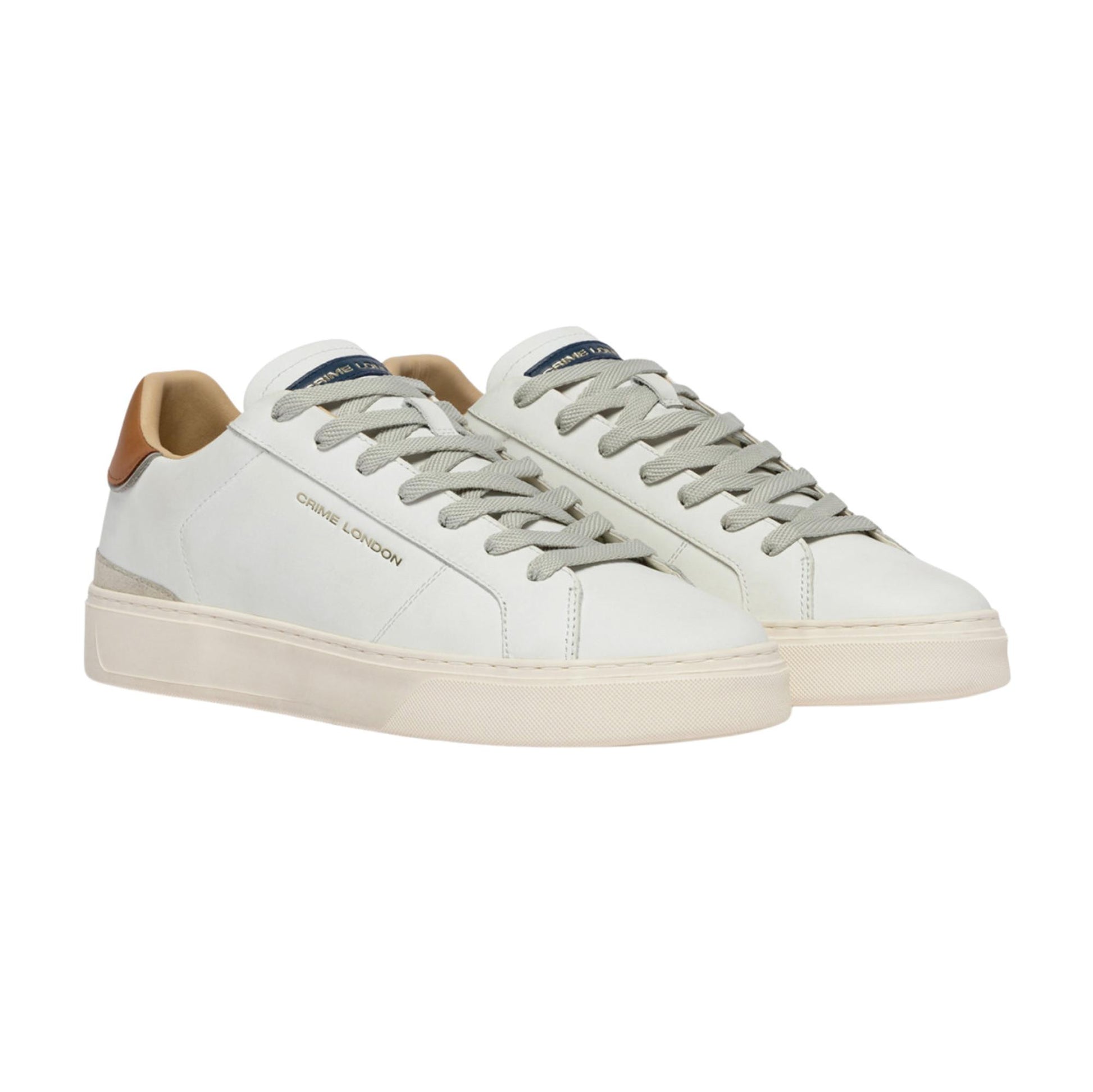 Crime London Blade Caramel Brûlée 19704 sneaker uomo in pelle bianca e camoscio 