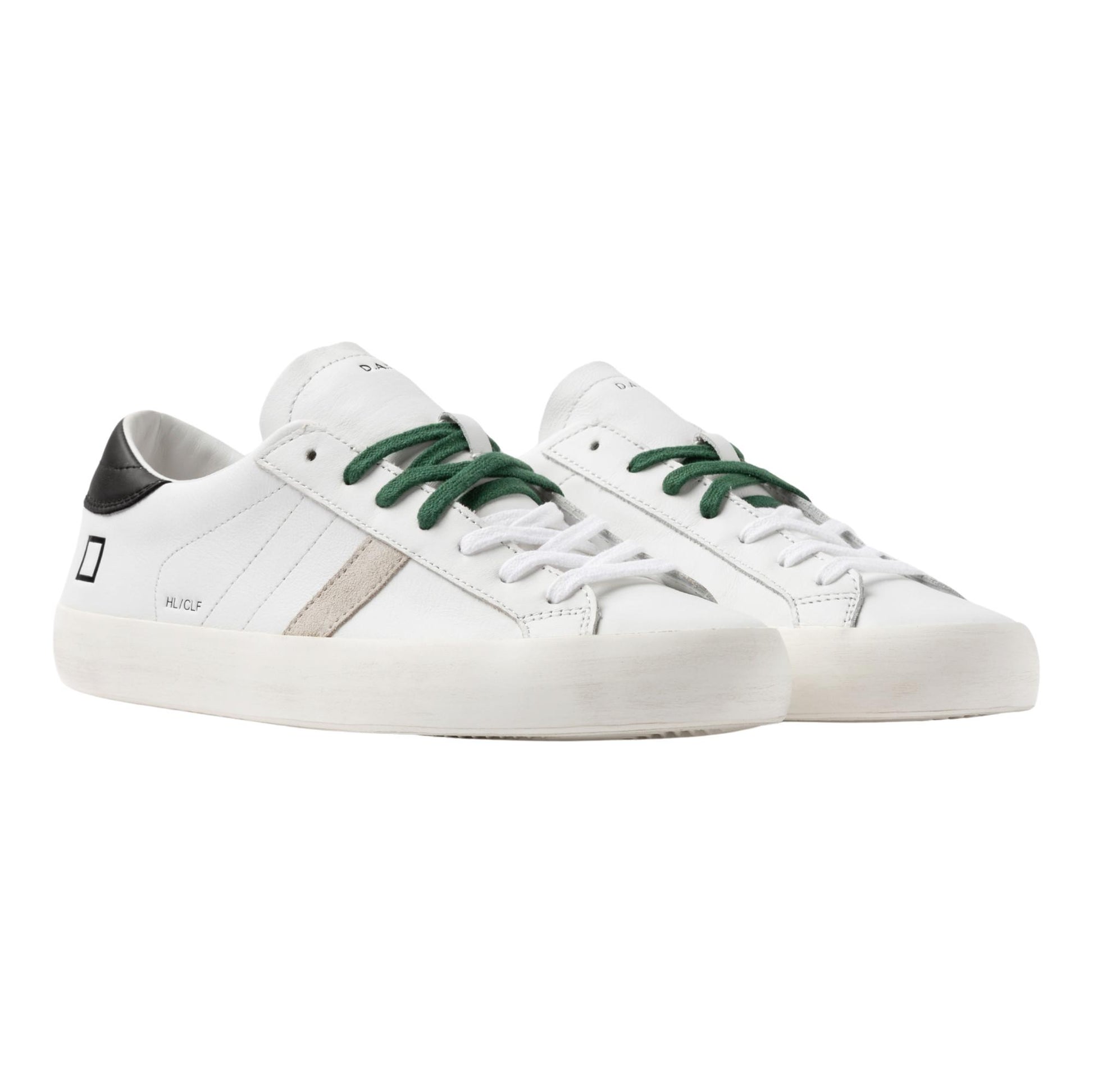 D.A.T.E. Hill Low Calf HL-CA-WB sneaker uomo in pelle bianca e nera 
