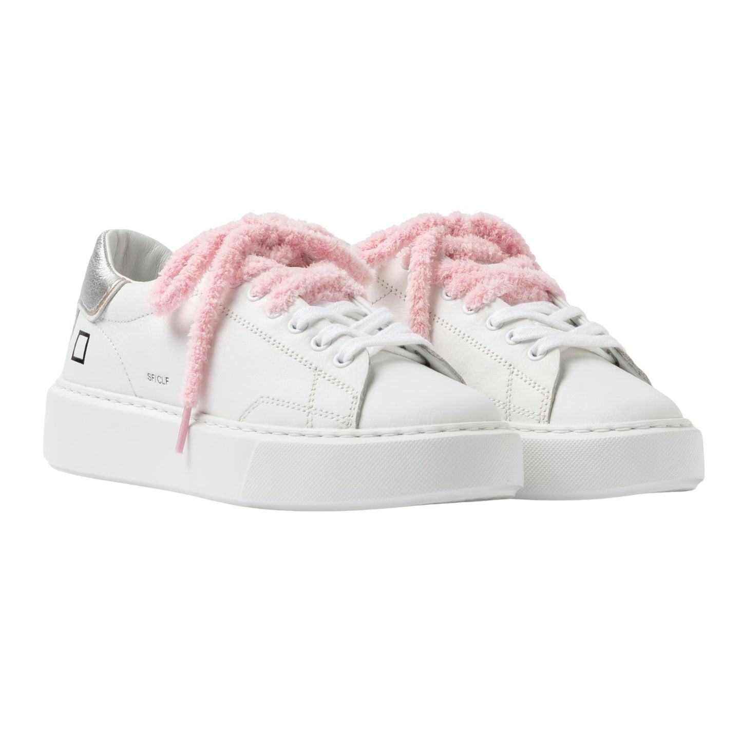 D.A.T.E. Sfera Calf SF-CA-WS sneaker donna in pelle bianca con dettaglio argento 