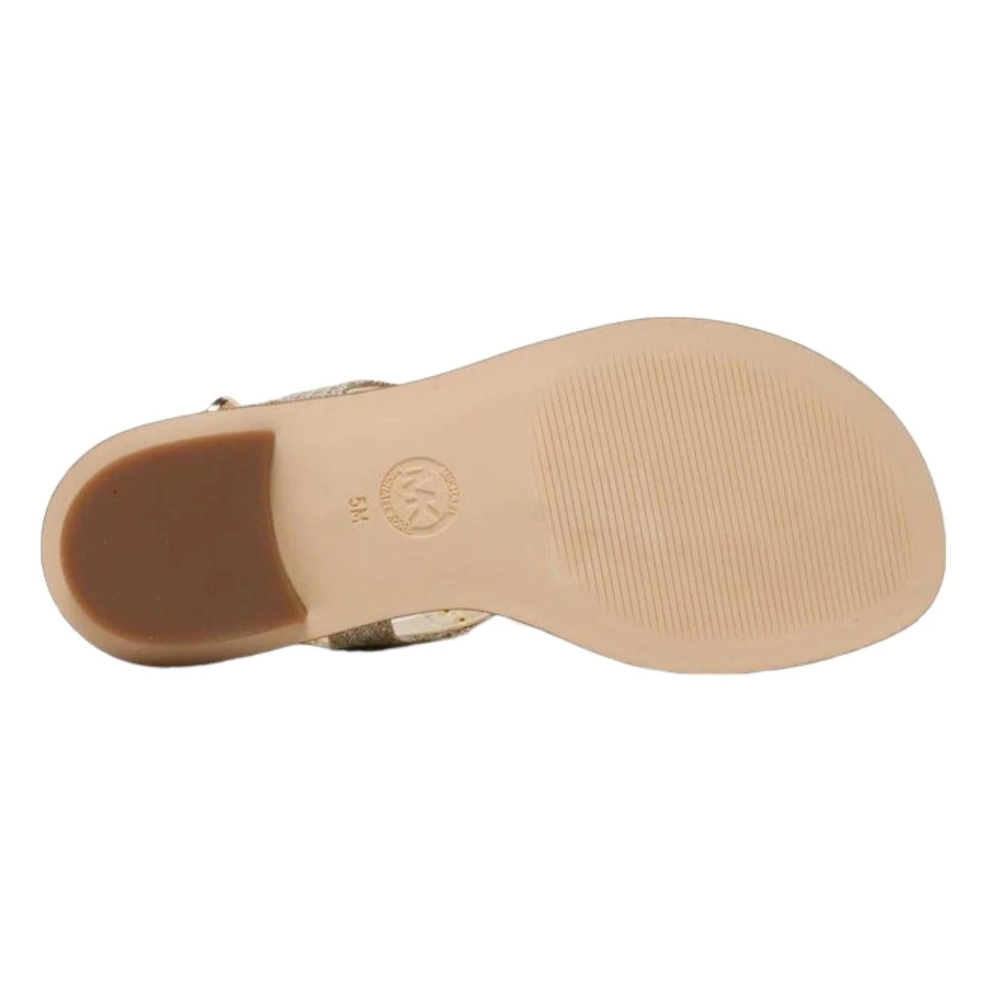 Michael Kors Plate Thong sandalo da donna in pelle e tessuto di colore oro 