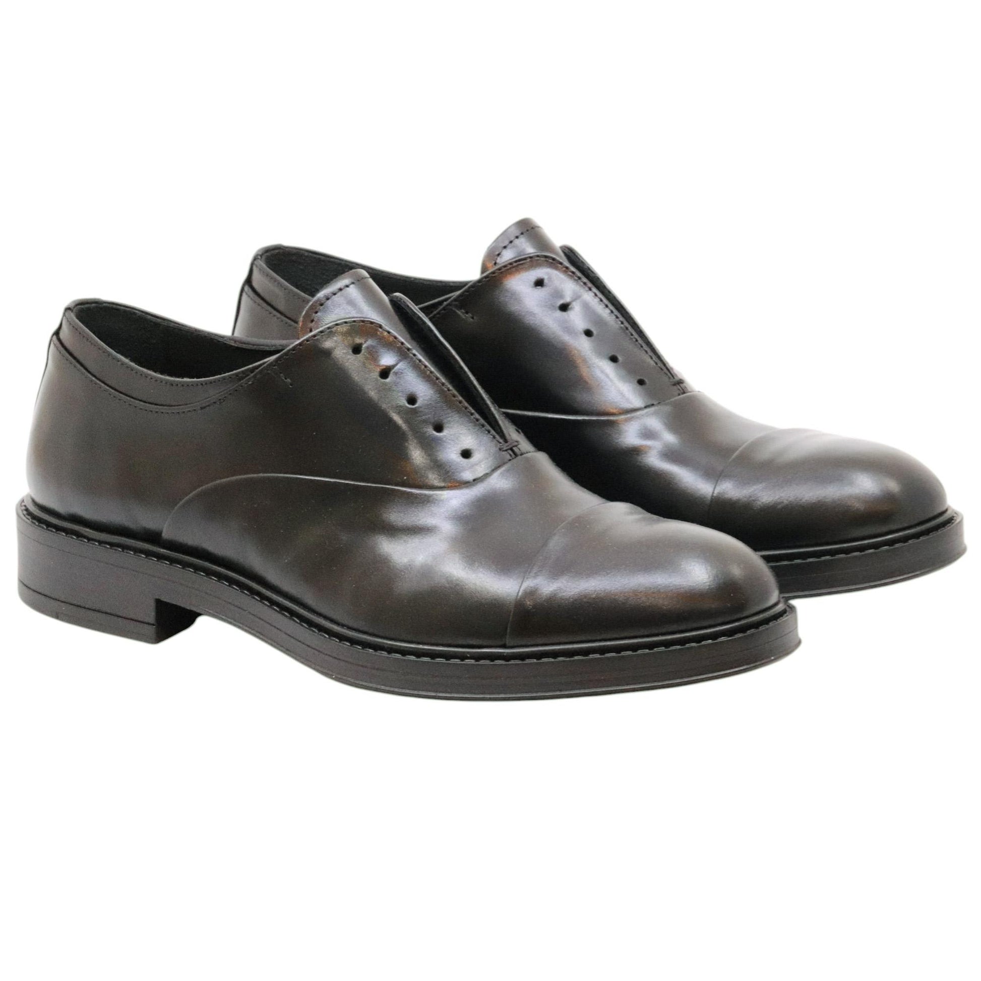 Pawelk's 15327 scarpa oxford da uomo in pelle nera 