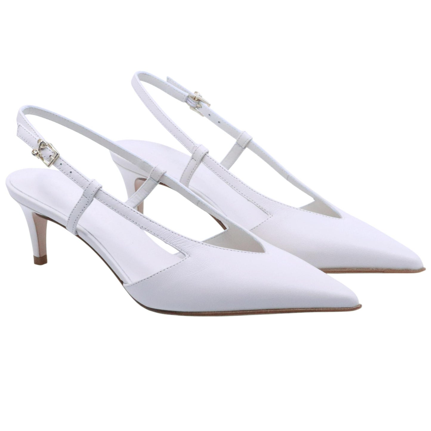 Slingback donna Sergio Levantesi Eva in pelle bianco avorio 