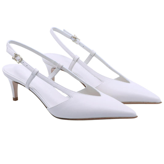 Slingback donna Sergio Levantesi Eva in pelle bianco avorio 