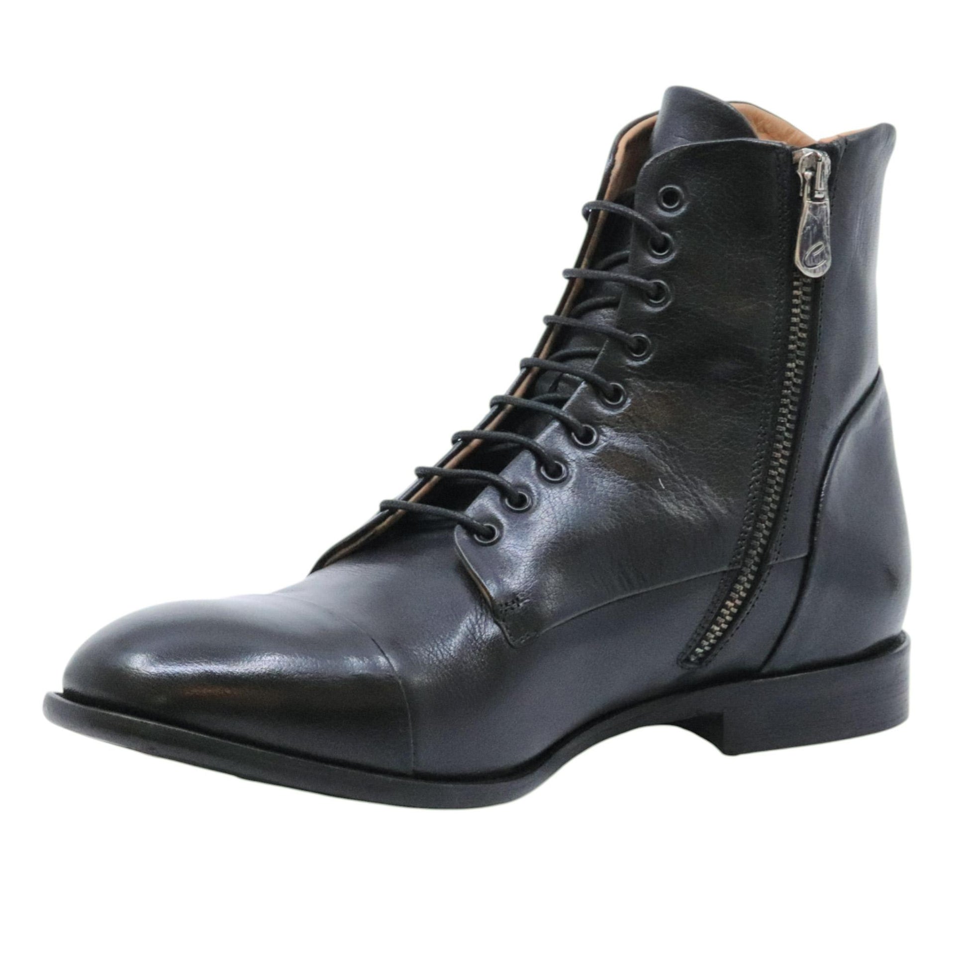 Crispiniano 124-14 stivaletto uomo pelle nero con zip interna 