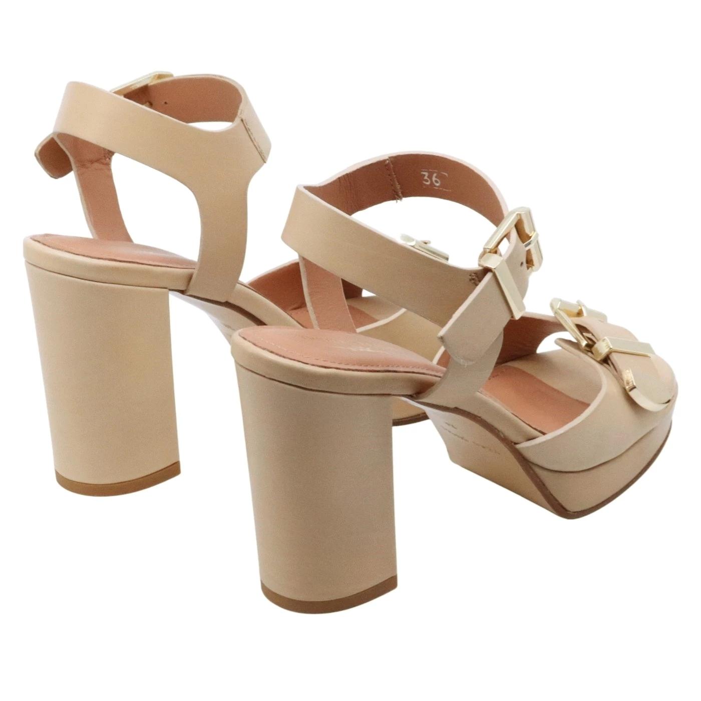 Sandalo con tacco Triver Flight 508 27 in pelle sabbia 