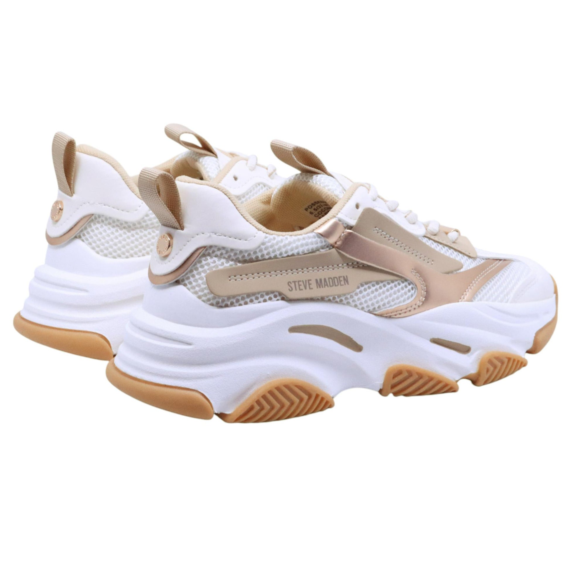 Steve Madden Possession E Coconut Mlk Brz sneaker donna in tessuto bianco e bronzo 
