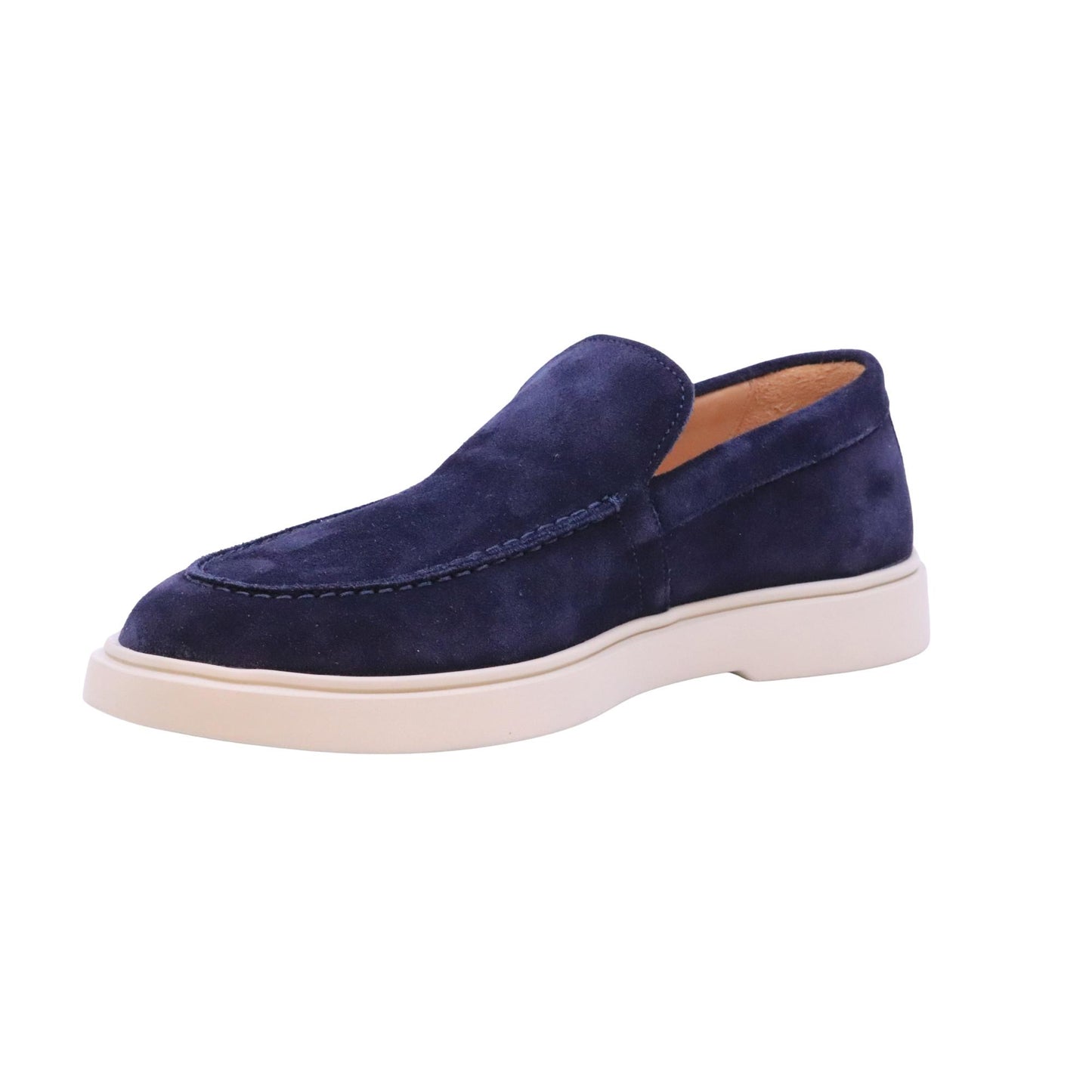 Triver Flight 887-11 Softy mocassino uomo in camoscio blu con fondo gomma casual Made in Italy 
