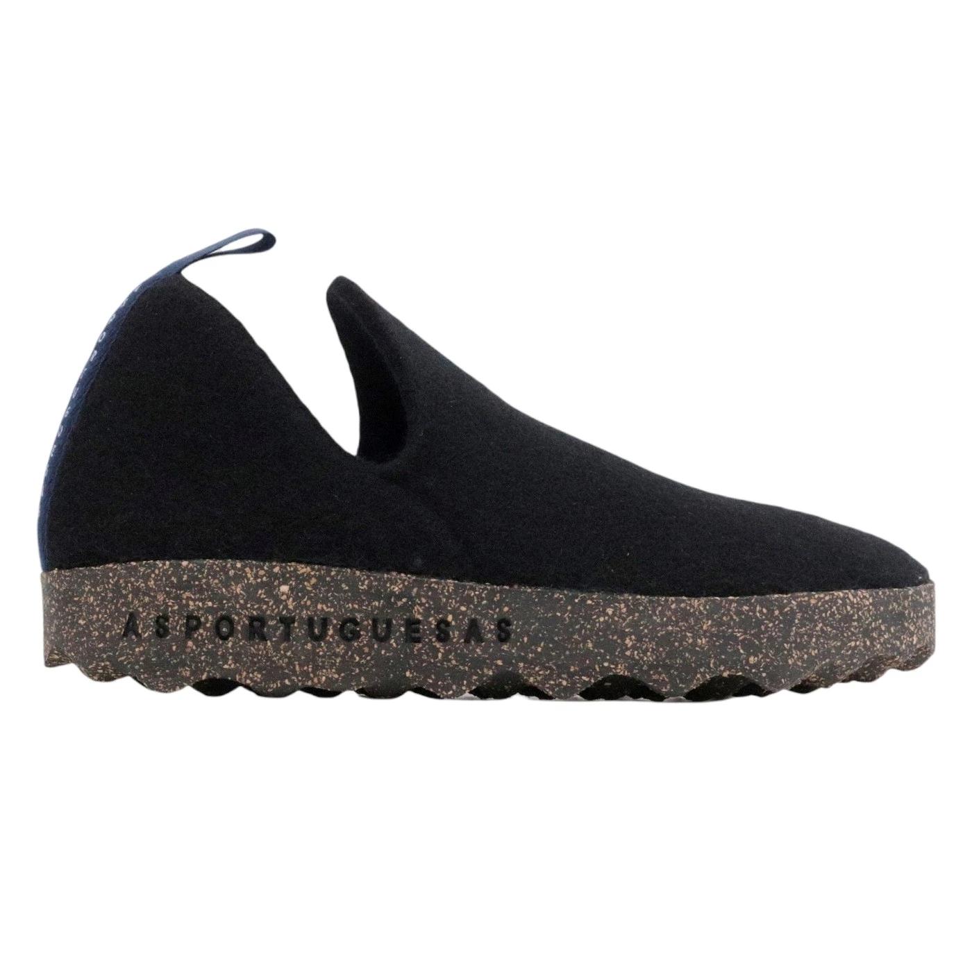 Asportuguesas City scarpa in lana naturale nera, 