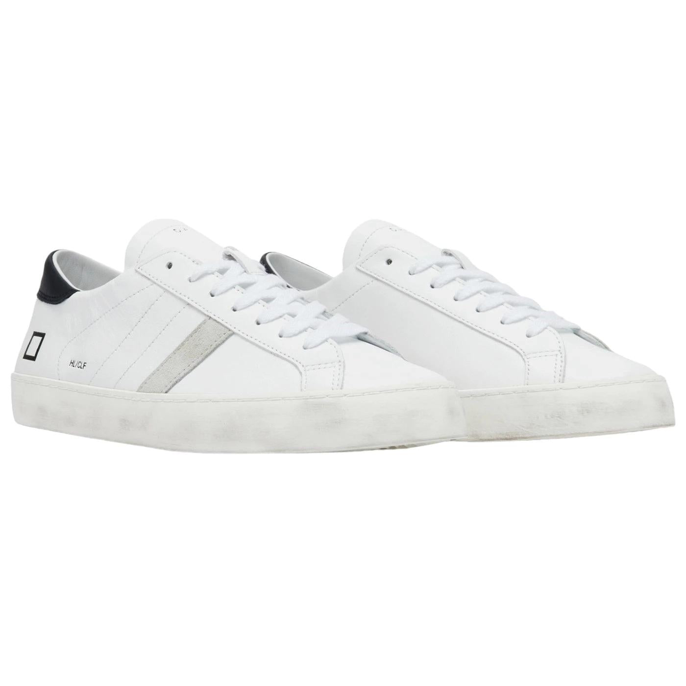 DATE Hill Low Calf White Black HL-CA-WB sneaker uomo in pelle bianca 