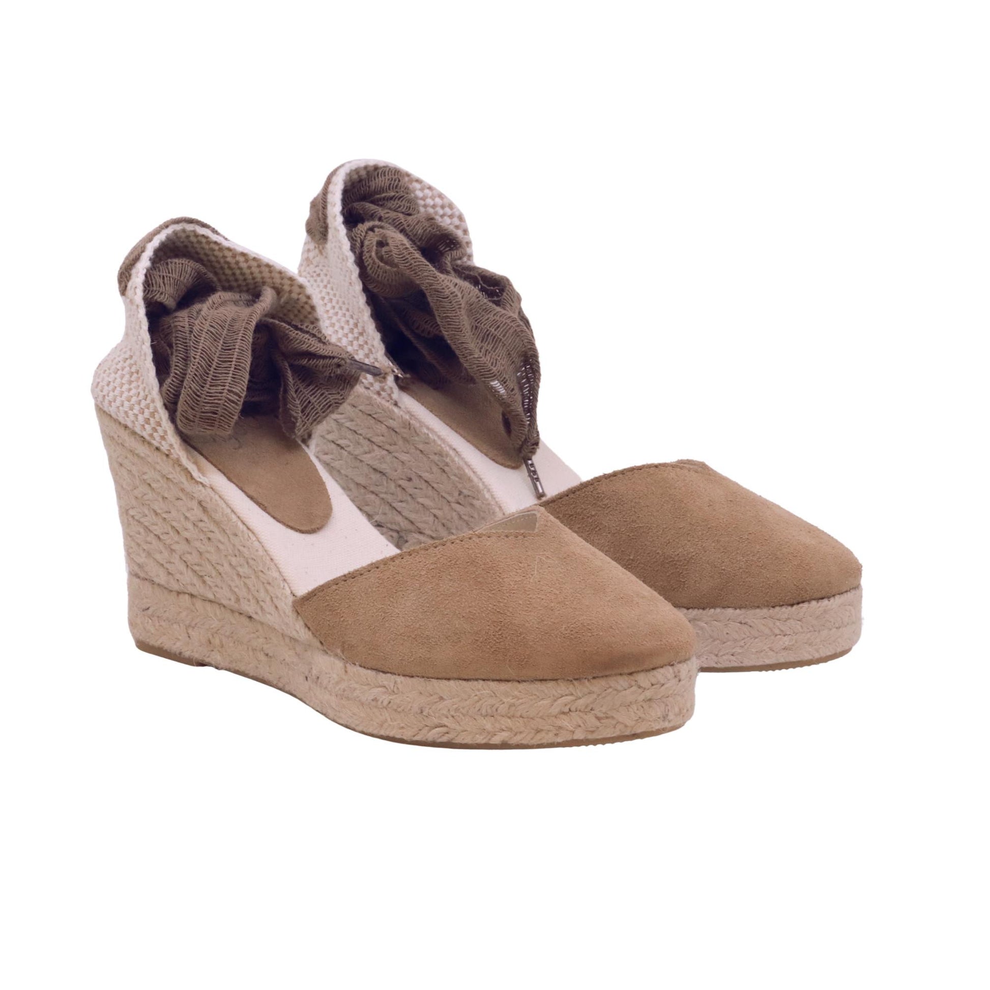 Lagoa Melilla espadrillas donna con zeppa in camoscio marrone 