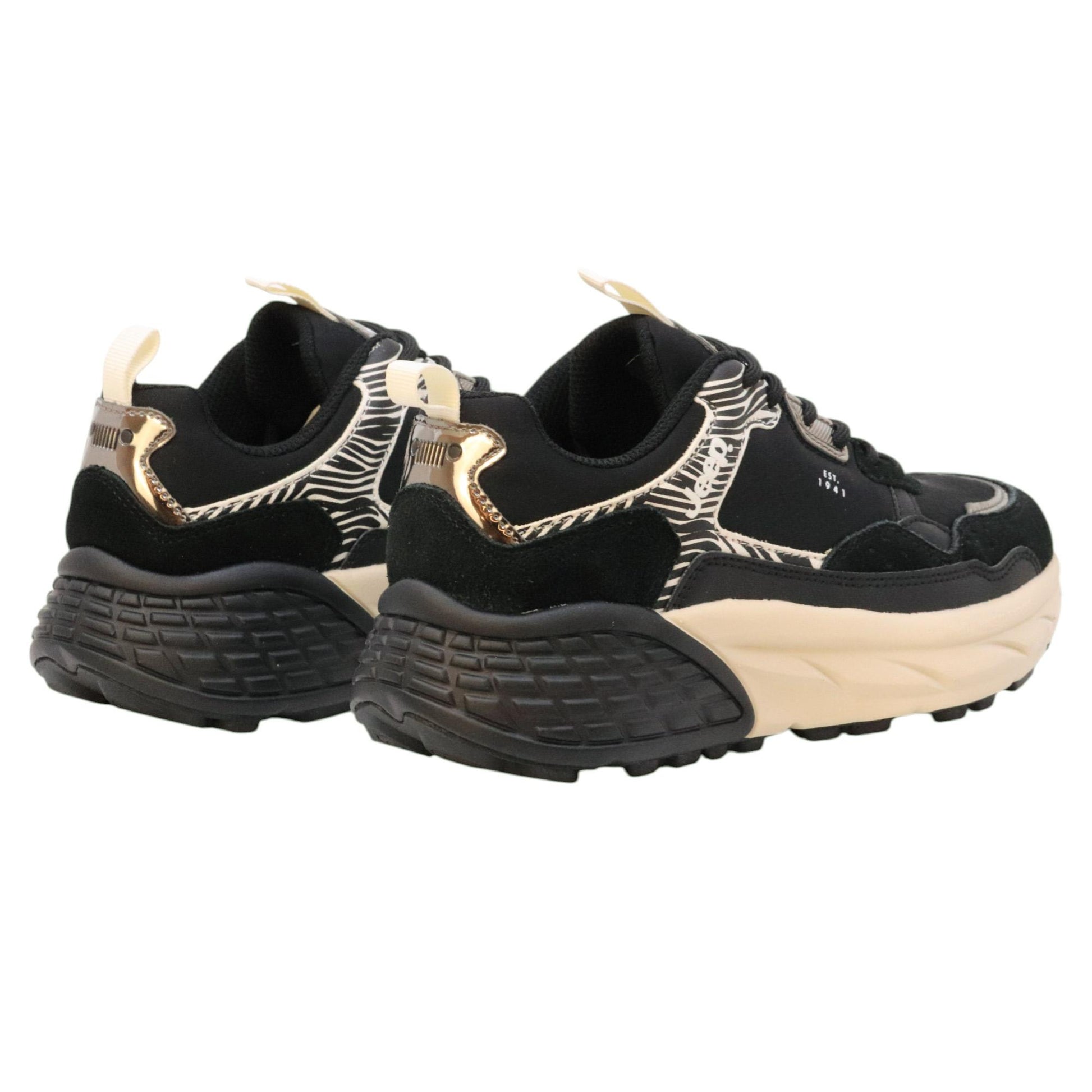 Jeep Footwear Groove sneaker donna in tessuto nero e zebrato 