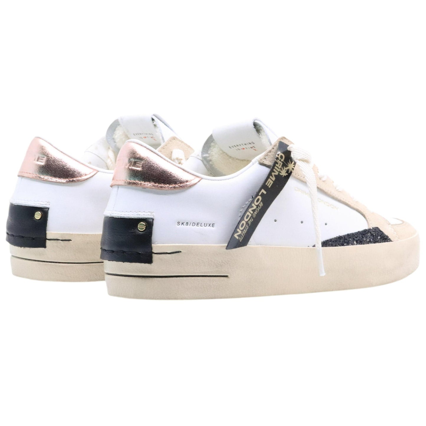 Crime London sk8 Deluxe 21114 in pelle bianca e camoscio beige 