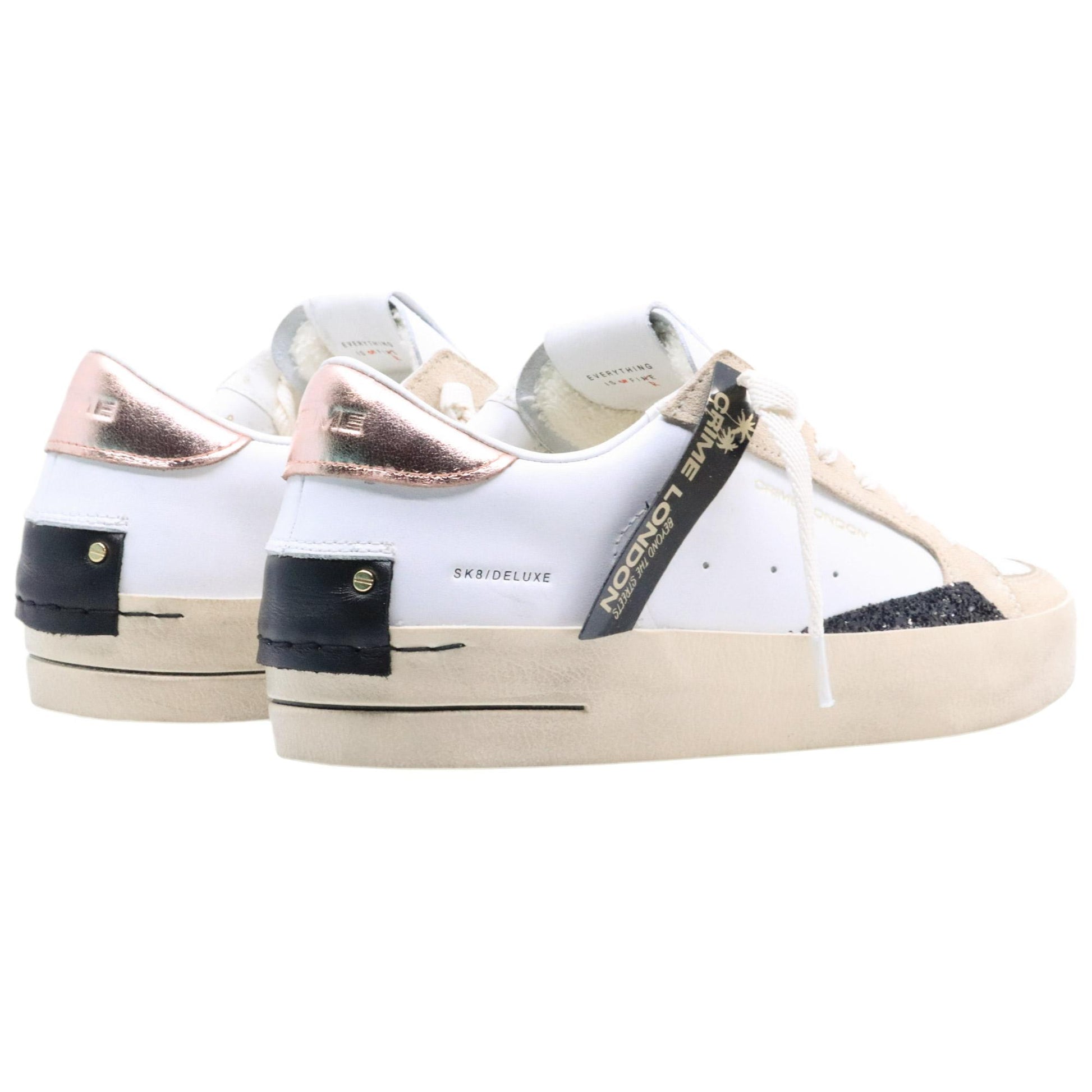Crime London sk8 Deluxe 21114 in pelle bianca e camoscio beige 
