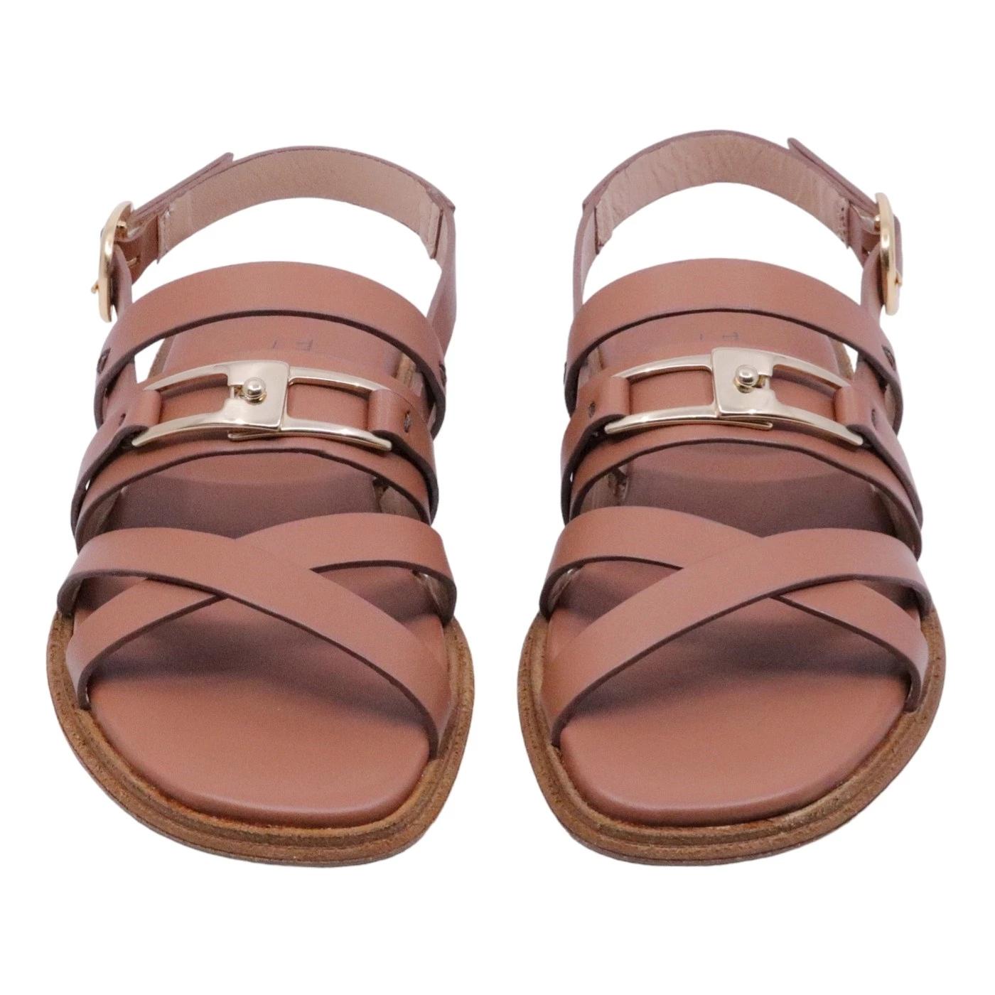 Sandalo donna Triver Flight 725 in pelle color cuoio 