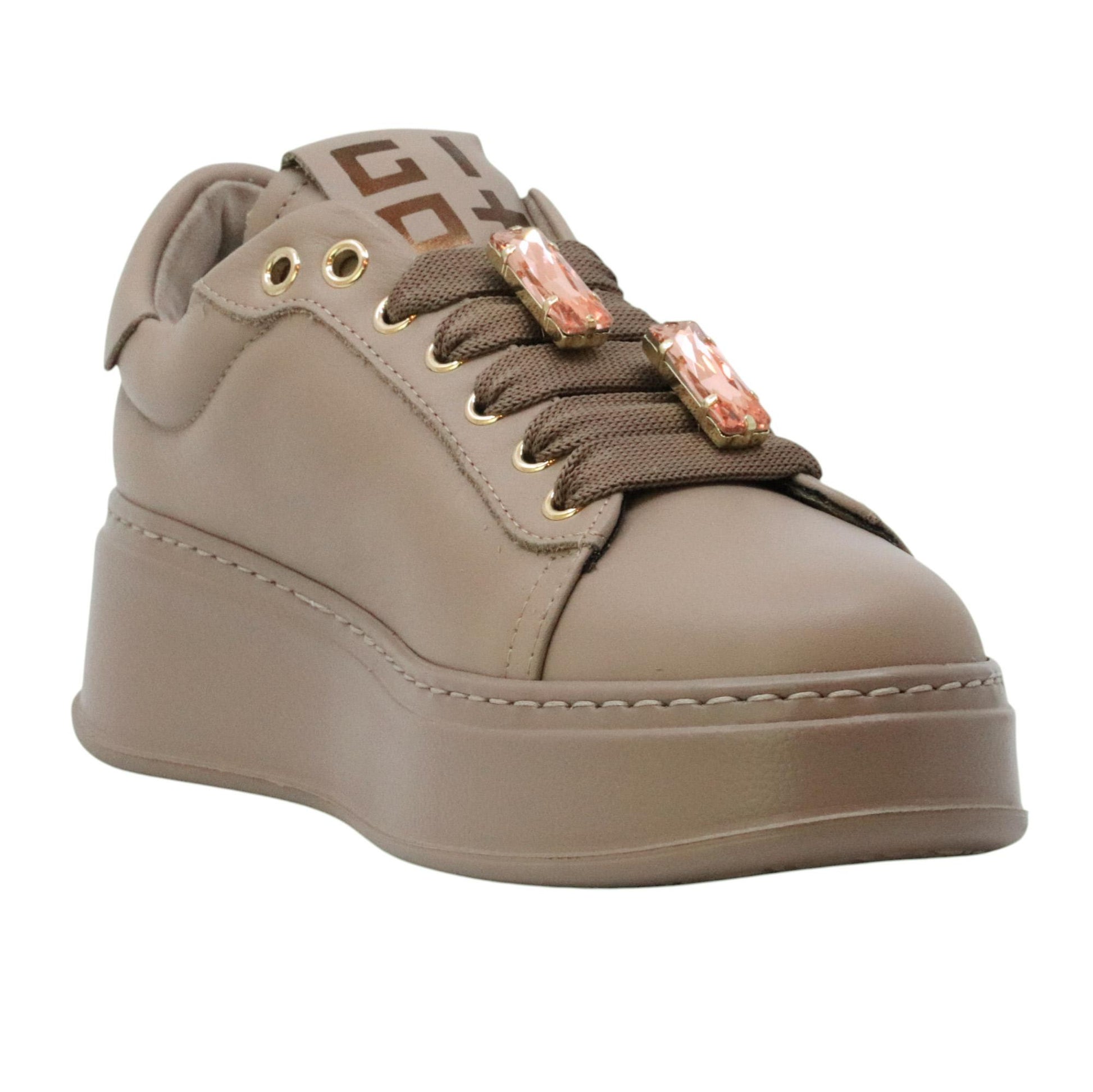 GIO+ PIA432B Combi sneaker donna in pelle taupe PIA432BTAUPE GIO+