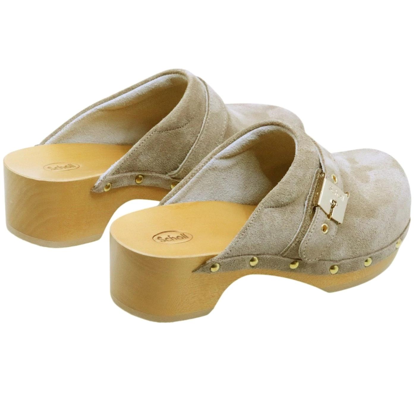 Sabot Scholl Pescura Clog da donna in camoscio beige 