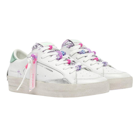 Sneaker donna Crime London Sk8 Deluxe 20100 in pelle bianca e multicolor 