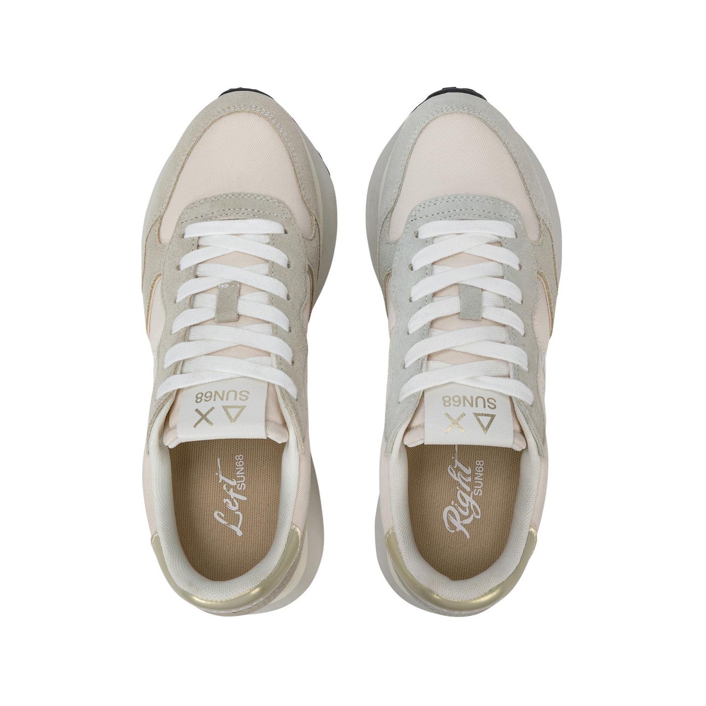 Sun68 Big Ally Gold Z36209-31 sneaker donna in camoscio e nylon bianco panna 