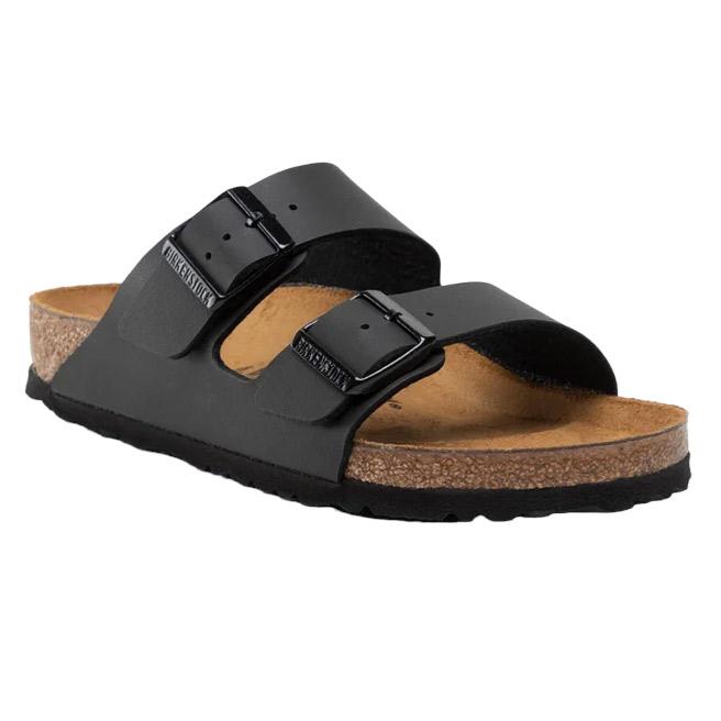 Birkenstock Arizona Birko-Flor sandalo doppia fibbia nero calzata Regular 
