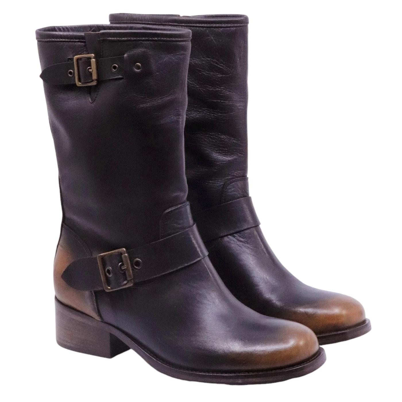 Stivale Biker donna Curiositè 2320 in pelle marrone 