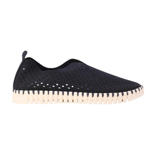 Ilse Jacobsen Tulip 3275 mocassino slip-on donna in microfibra riciclata nera traforata 