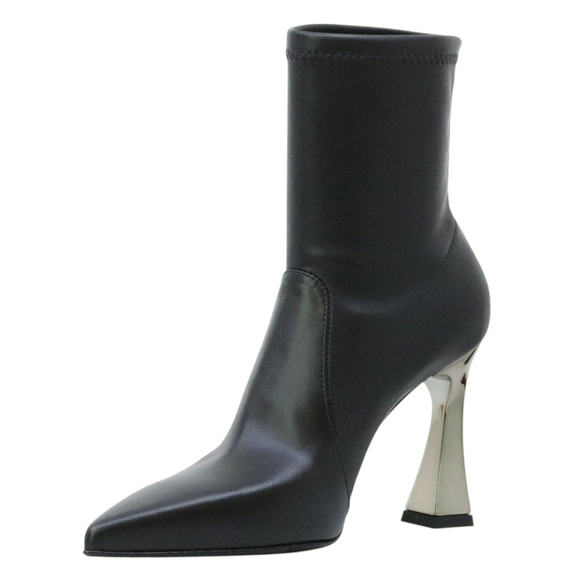 Sergio Levantesi Melita56 tronchetto donna in pelle nera e ecopelle 