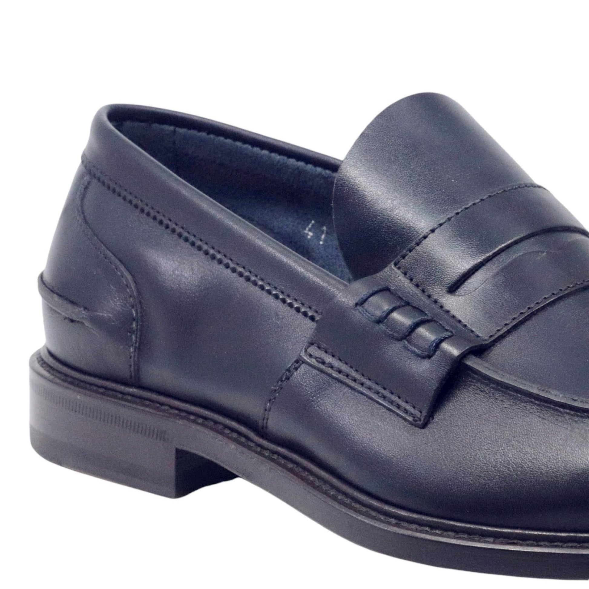 Douglas 784 Princess mocassino uomo in pelle blu con suola in cuoio 