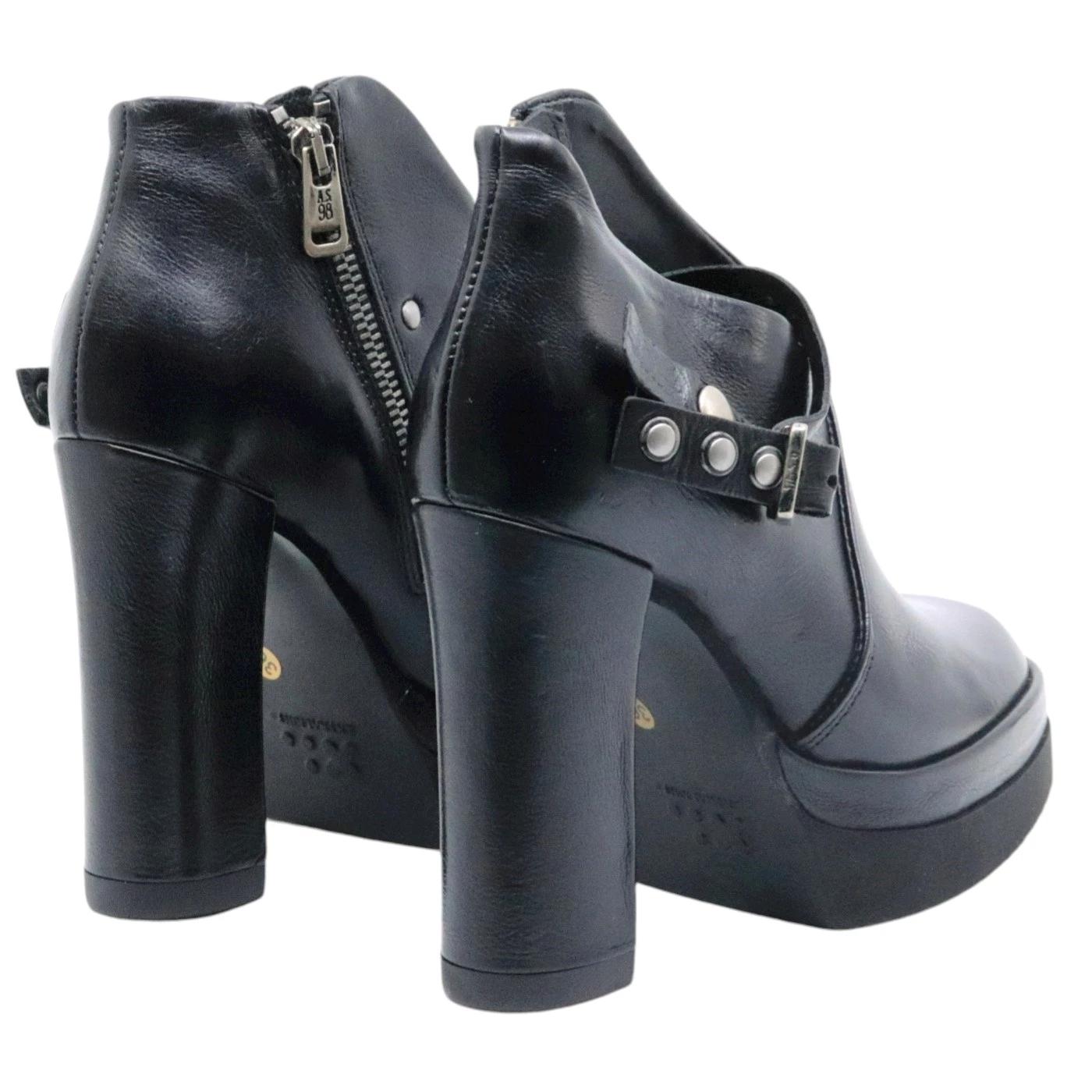 Tronchetto donna AS98 A53125 in pelle nera 