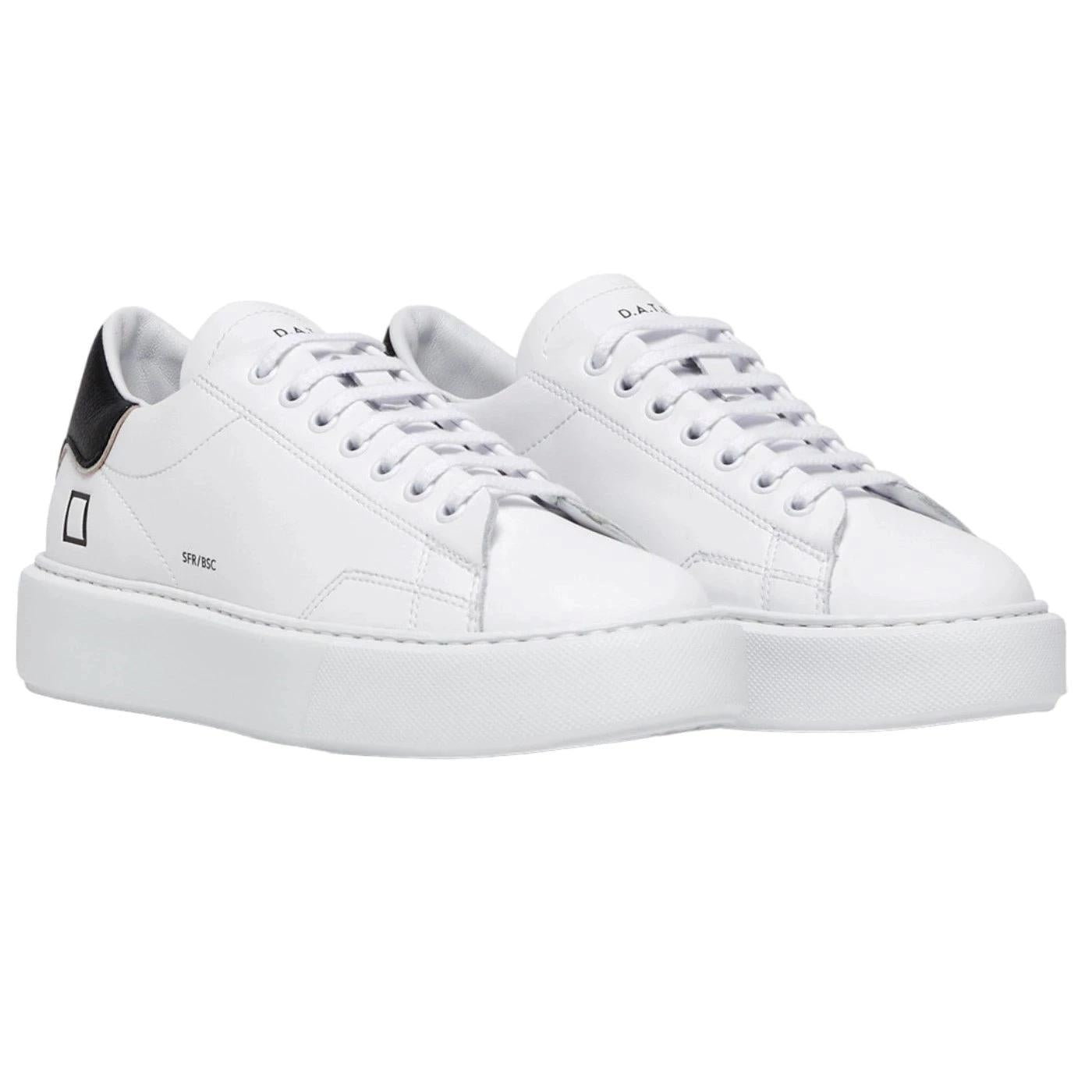 DATE Sfera Calf White Black SF-CA-WB sneaker donna in morbida pelle bianca 