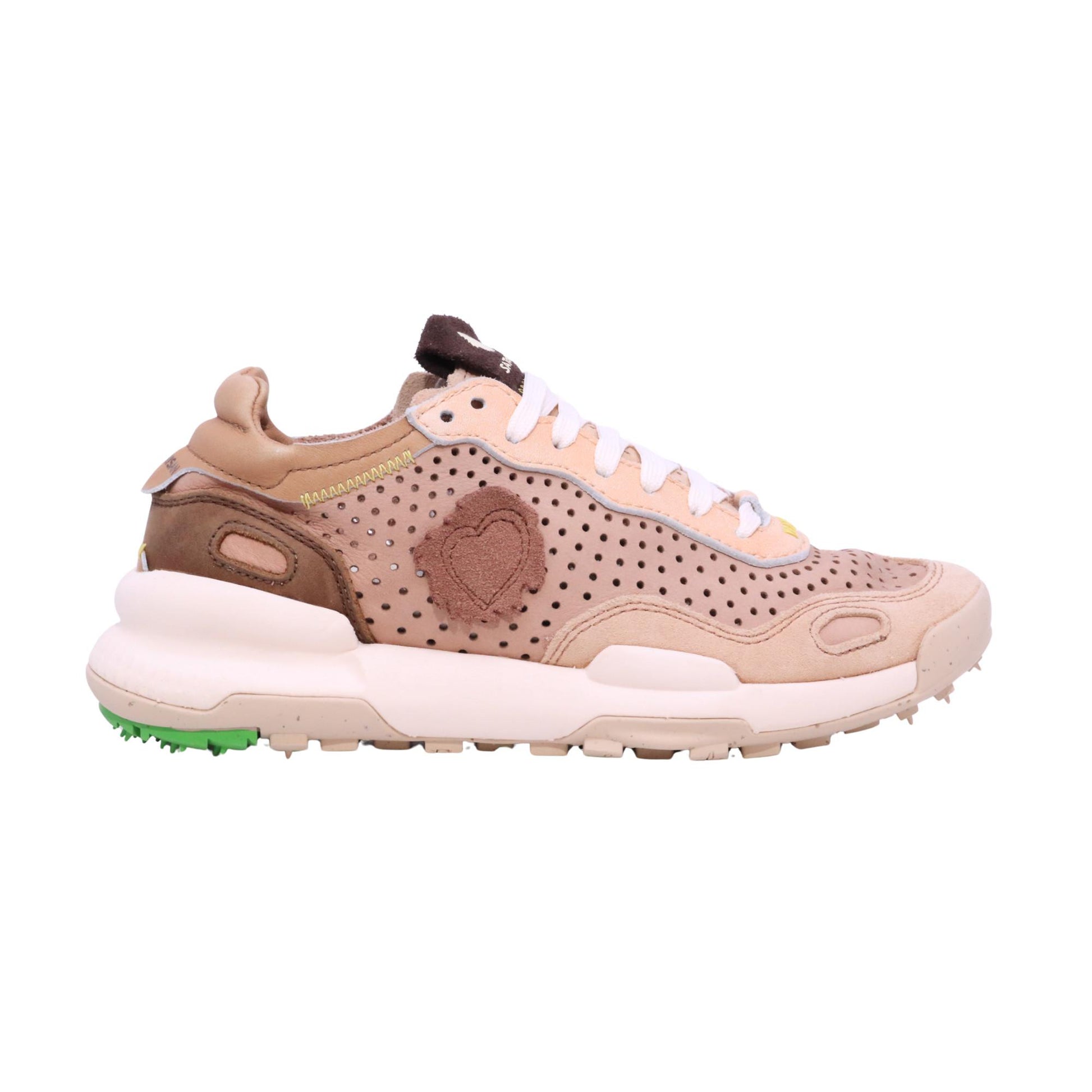 Satorisan Chacrona Laser Premium Creamy Peach sneaker donna in camoscio e pelle traforata 