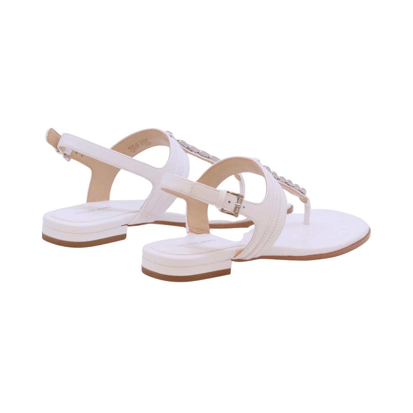 Michael Kors Marcia Thong sandalo infradito donna in pelle bianco con catena argento 