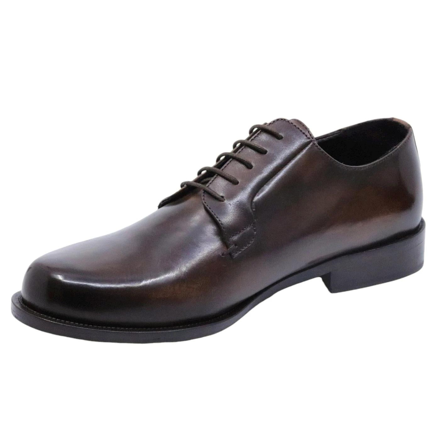 Scarpa Derby uomo Crispiniano 490 in pelle testa di moro 