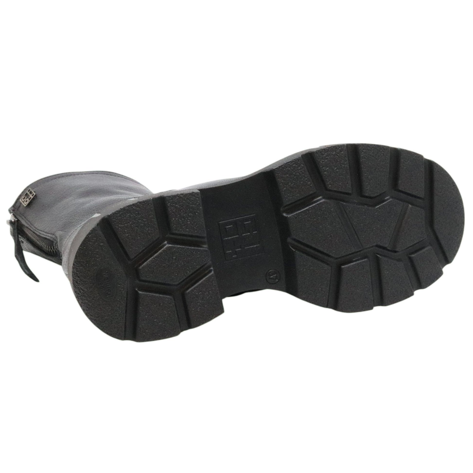 GIO+ CORA07B Combi stivaletto donna in pelle nera con fondo carro armato 