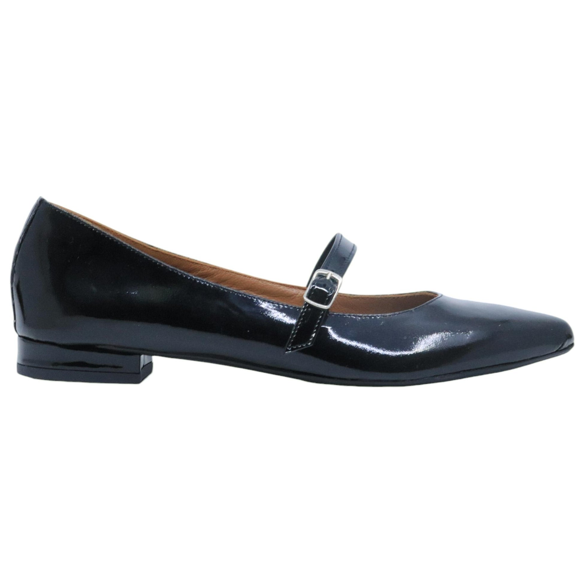 Jaffè 605 ballerina donna in vernice nera con cinturino 
