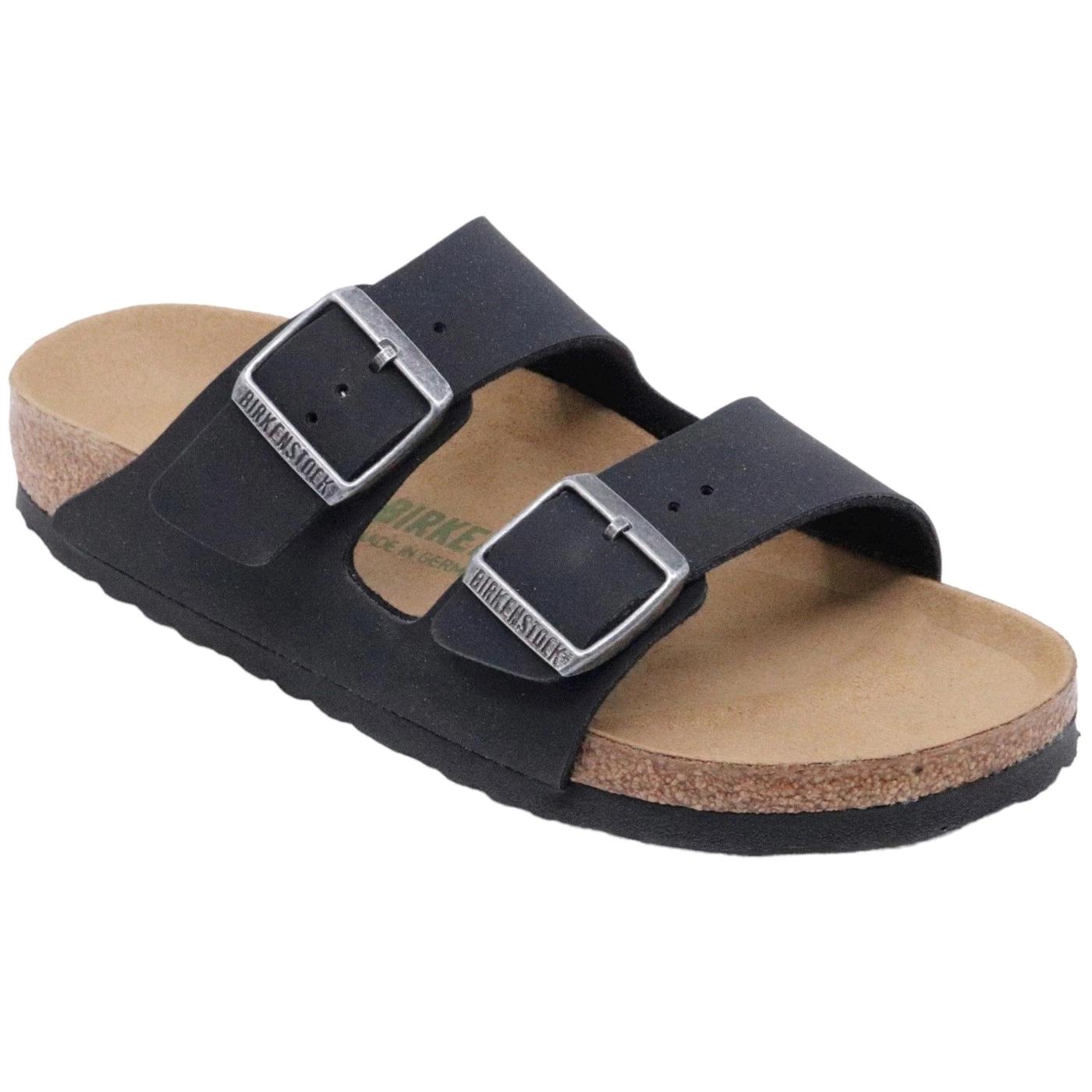 Birkenstock Arizona Vegan Birko-Flor Nubuck Black sandalo uomo donna narrow fit 