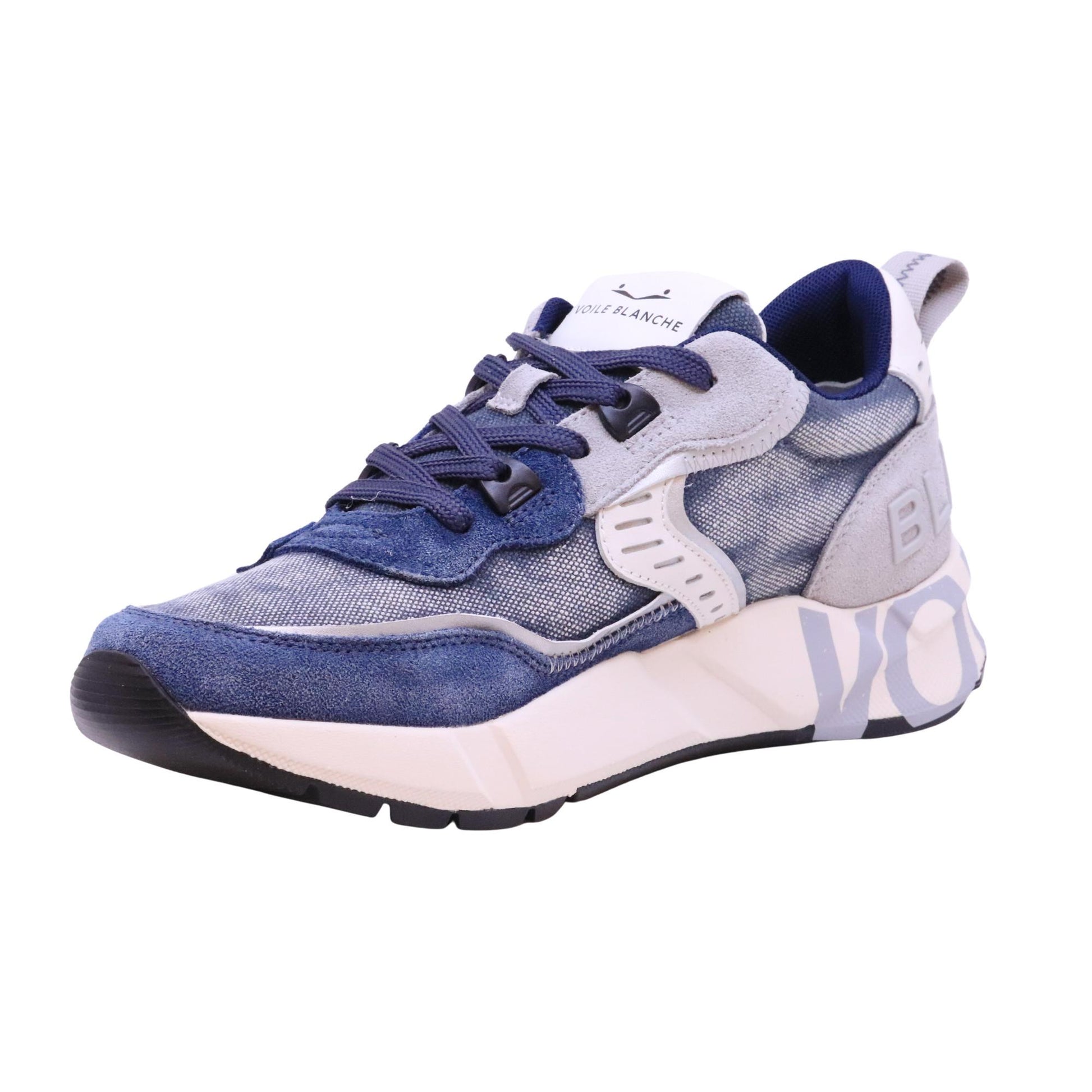Voile Blanche Club01 sneakers uomo in camoscio e tessuto indaco casual leggere 